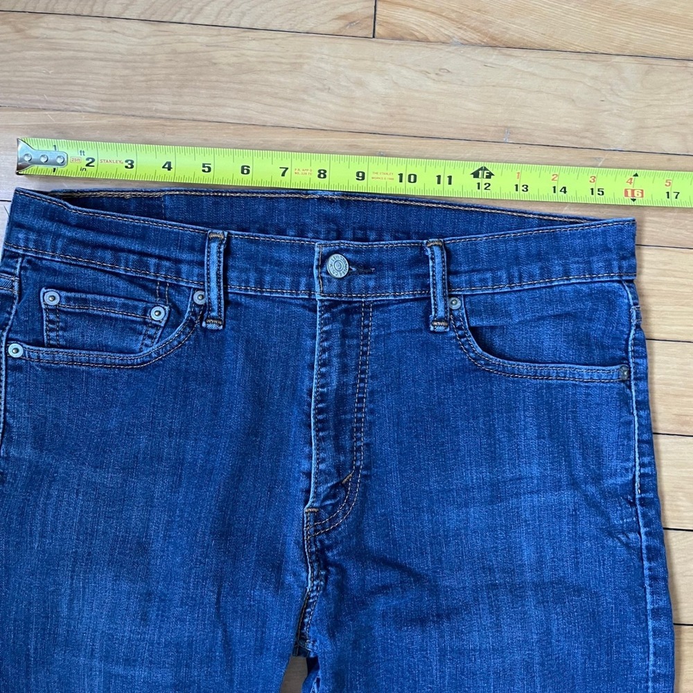 Levis 513 Jeans Mens 32x30 Dark Wash Blue Denim Pants - Picture 6 of 10